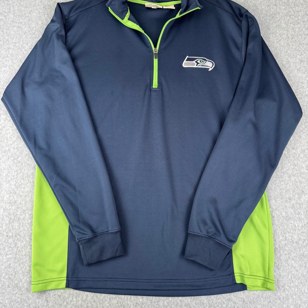 Fanatics Quarter Zip Pullover Mens XLT Navy Blue Good Seattle Seahawks NFL